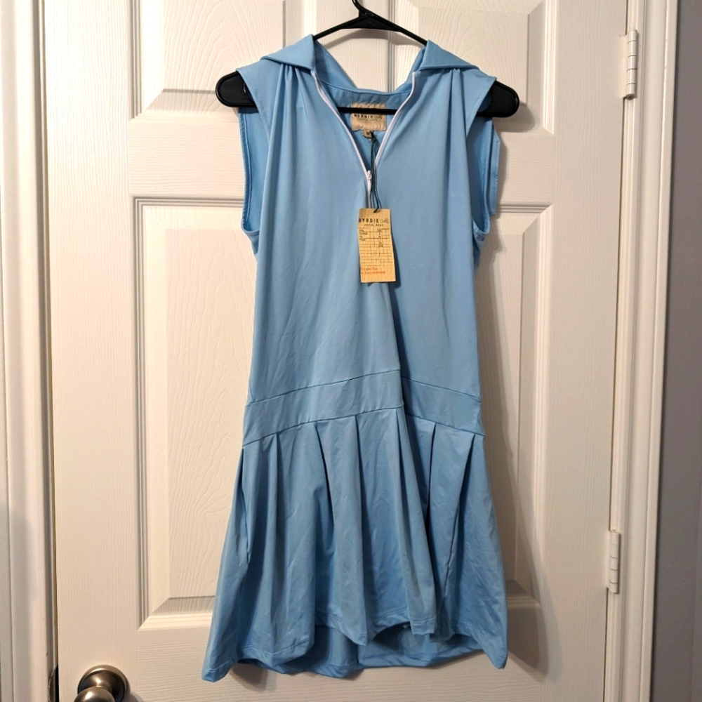 NWT Golf Dress Spandex Blend Baby Blue Dress with Pleated Skirt